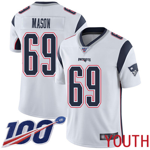 New England Patriots Football #69 Vapor Untouchable 100th Season Limited White Youth Shaq Mason Road NFL Jersey